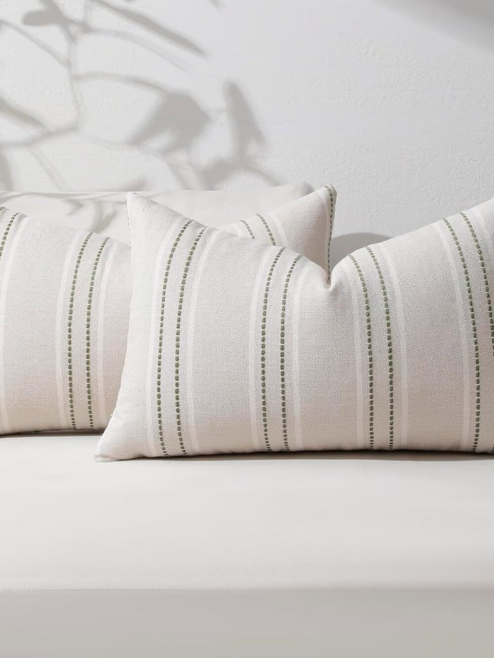 Hckot Spring Throw Pillow Covers 12x20 Set of 2 Green Striped Pillow Covers